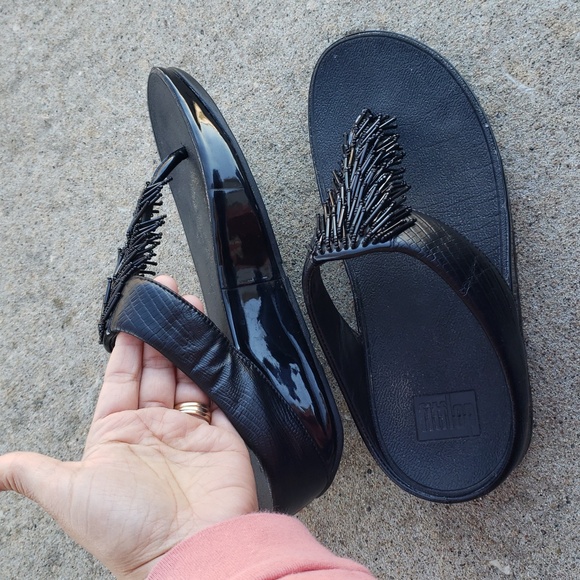 Fitflop Womens The Cha Cha Lighweight Sandals Size 8 Black Comfort - Picture 12 of 14